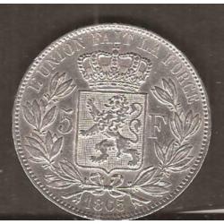 Koning leopold 1 zilver 5 franc 1865 25 gram