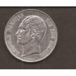 Koning leopold 1 zilver 5 franc 1865 25 gram