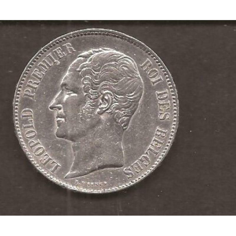Koning leopold 1 zilver 5 franc 1865 25 gram