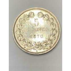 Munt zilver Frankrijk 5 FR Ceres 1870 K anker zeldzaam !!