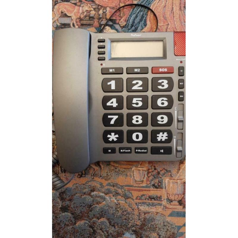 Téléphone fixe Profoon TX800 grands chiffres alarme parfait