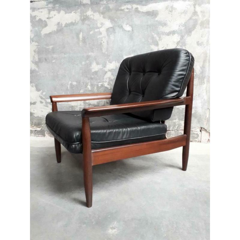 Vintage bankstel leder bank fauteuils zetels 3+1+1 Deens ?