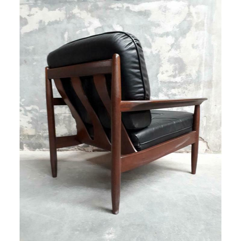 Vintage bankstel leder bank fauteuils zetels 3+1+1 Deens ?